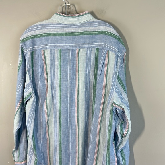 Tommy Bahama Men’s Break Line 100% Linen Striped Button Down Shirt Large Beachy - Picture 12 of 14